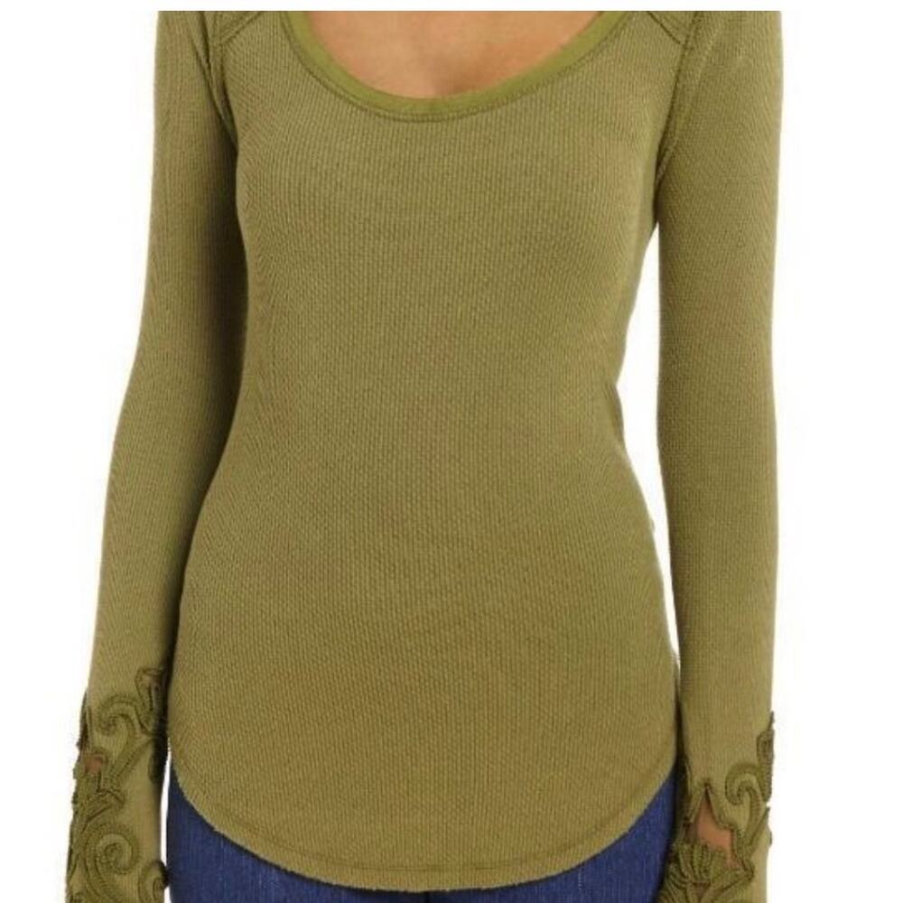 Free People Masquerade Cuff Long-Sleeve Thermal Tee, Size Small - Picture 2 of 6